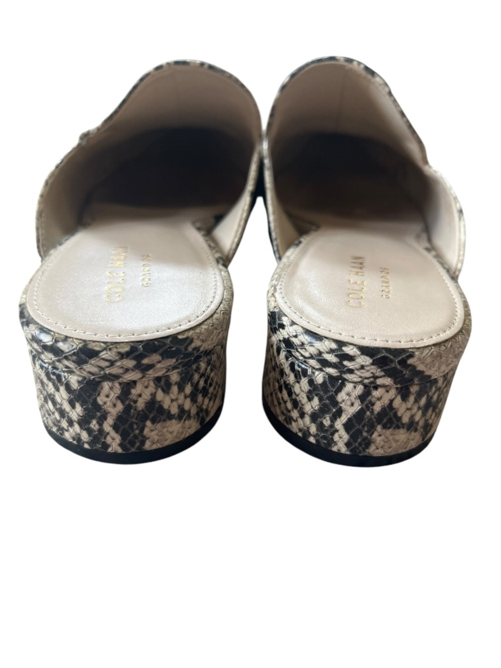 Cole Haan Piper Cream Roccia Snake Print Leather Slip-On Loafer Mules Flats SZ 8 - Picture 4 of 11